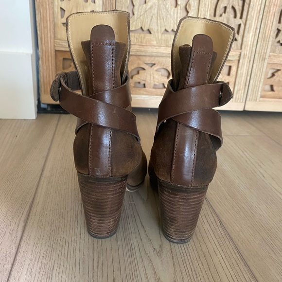 Rag & Bone brown suede booties.  Leather wrap detail.  Size 37 - Picture 7 of 8